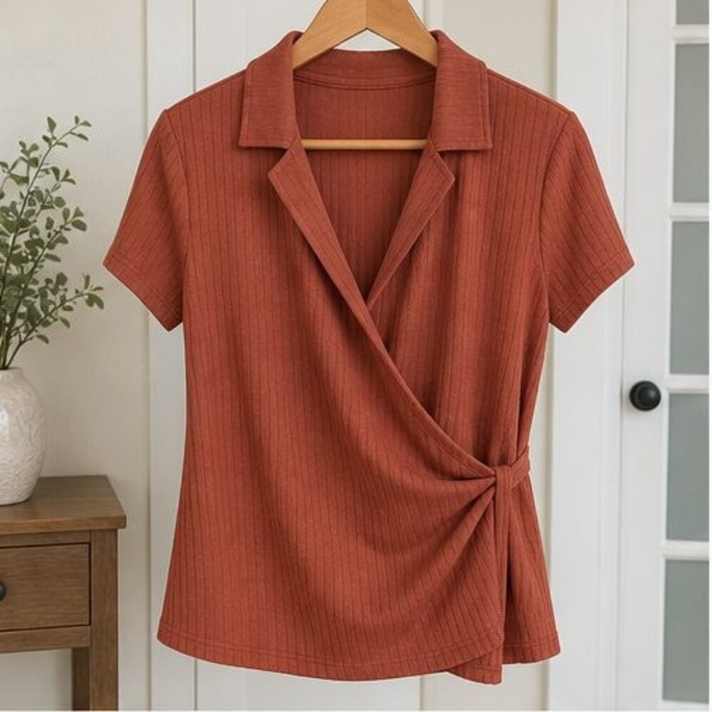 Rust Wrap Blouse